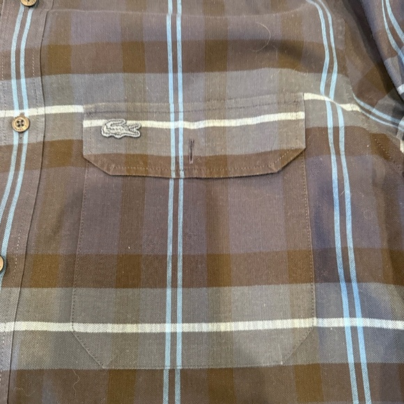 Lacoste Mens Casual Cotton Button-Up Shirt in Dark Blue - Large - Picture 2 of 6